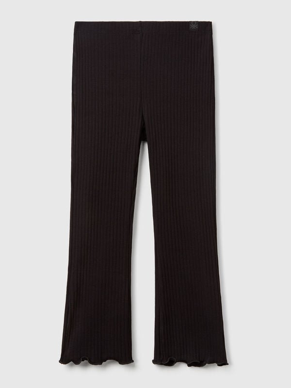 Flared fit stretch cotton leggings Junior Girl