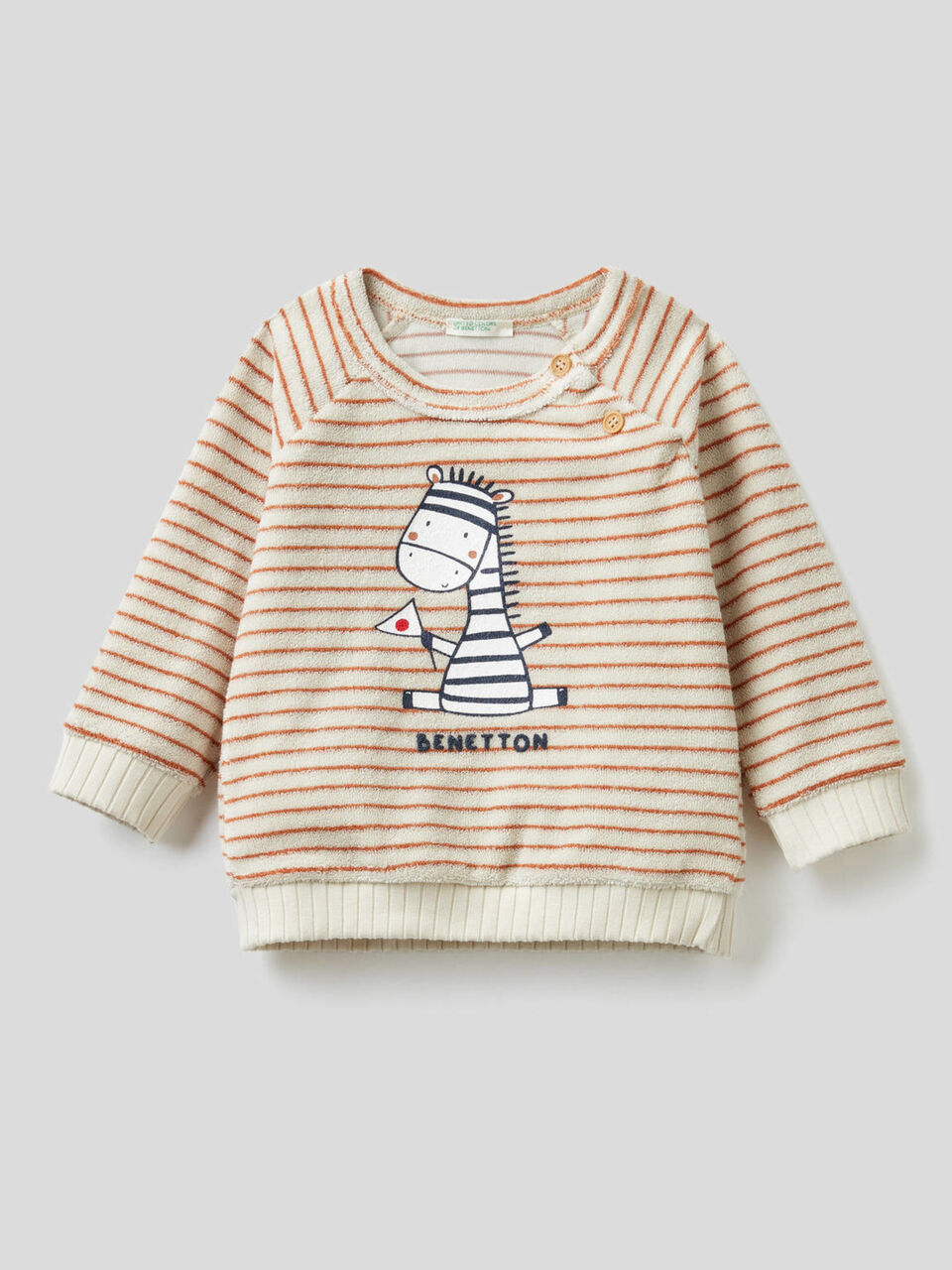 Terry-cloth look striped sweatshirt image number 1
