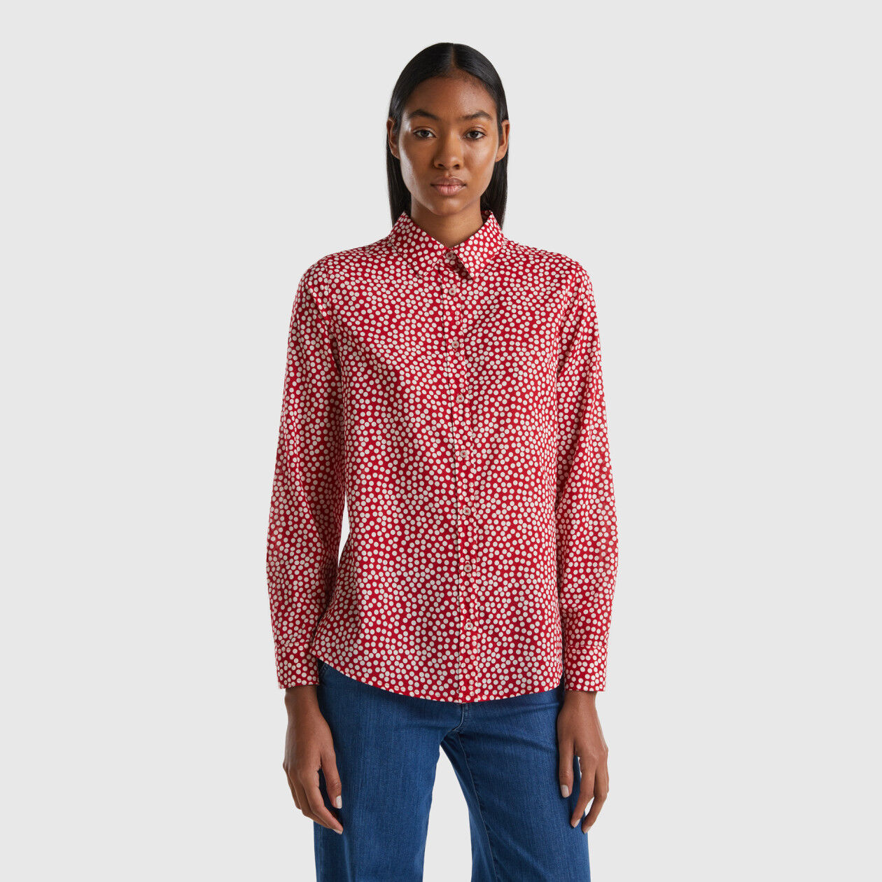 Red white sales polka dot shirt