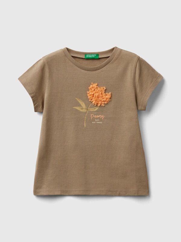 T-Shirt mit Applikationen mit Blütenblatteffekt Mädchen