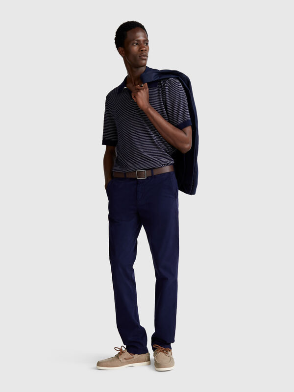 Chino coupe slim bleu foncé Homme