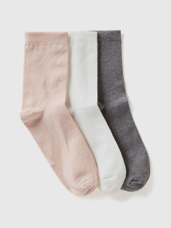 Long sock set in stretch organic cotton blend