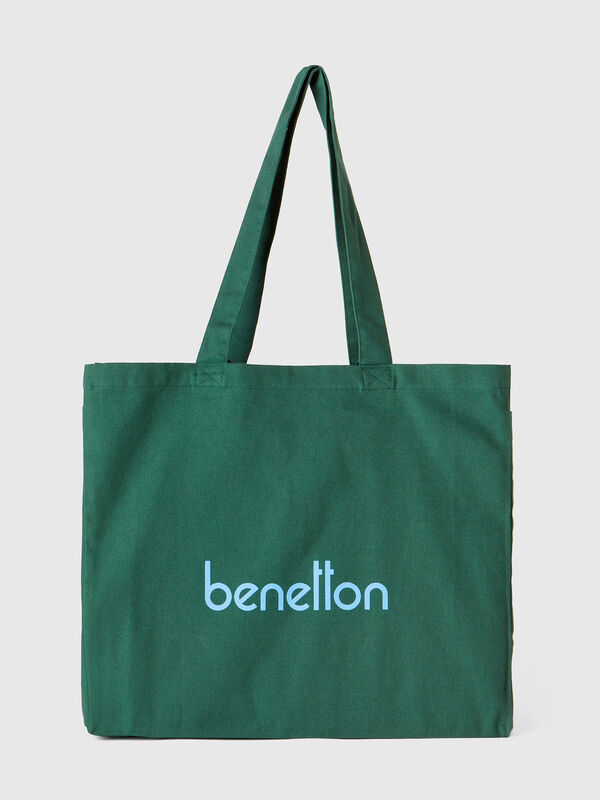 Military green tote bag in pure cotton