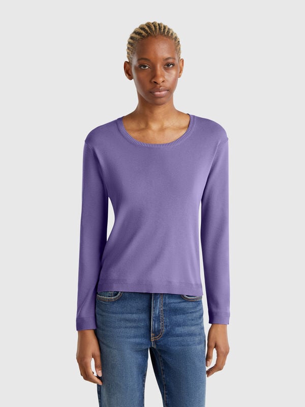 Pull à col rond en pur coton Femme