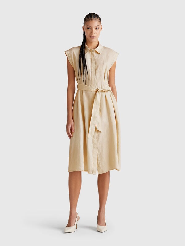Shirt dress in pure linen Women