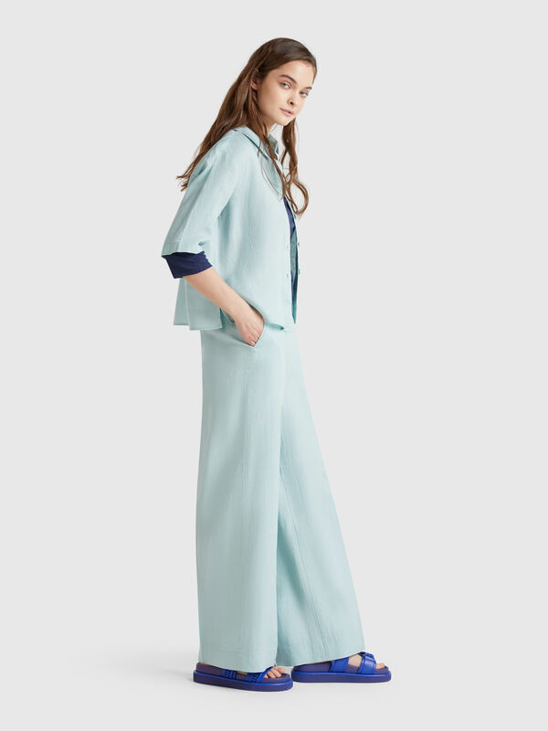 Palazzo trousers in 100% linen Women
