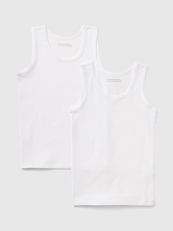 Two stretch organic cotton tank tops Junior Boy