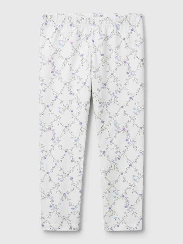 Cremefarbene Leggings mit Print Mädchen