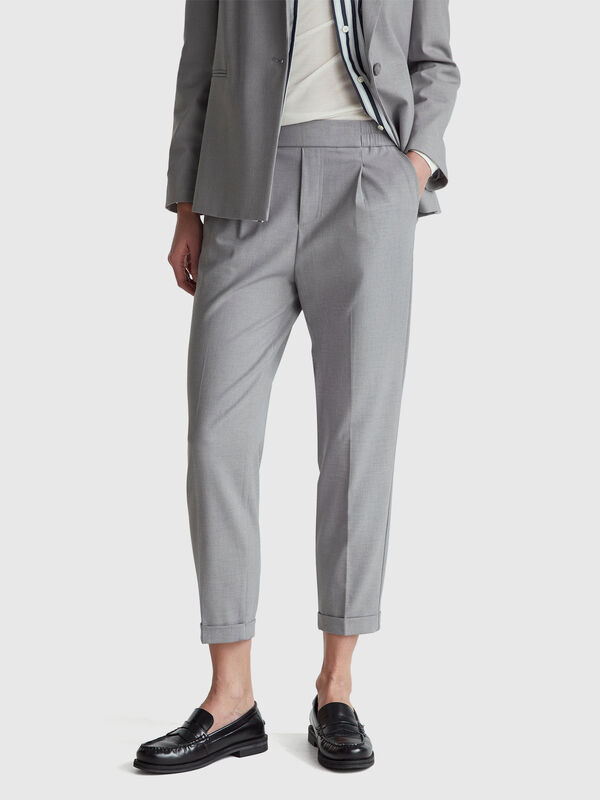 Hose mit Bündchen aus Stretch-Viskose-Mix Damen