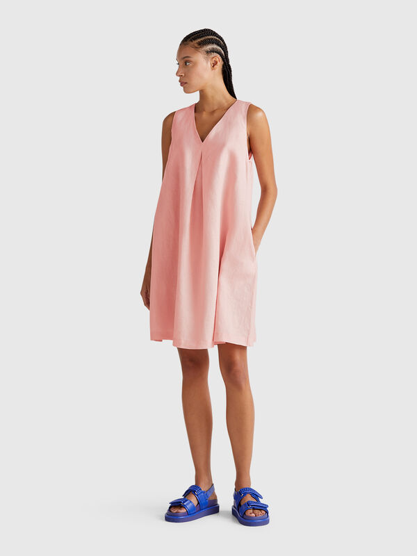 Robe sans manches en pur lin Femme