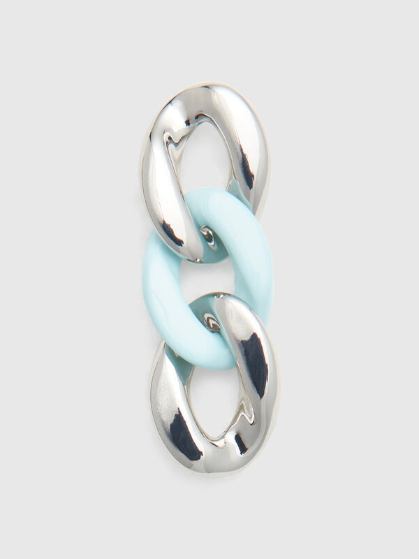 Boucles d'oreilles pendantes avec chaîne argentée et vert d'eau Femme