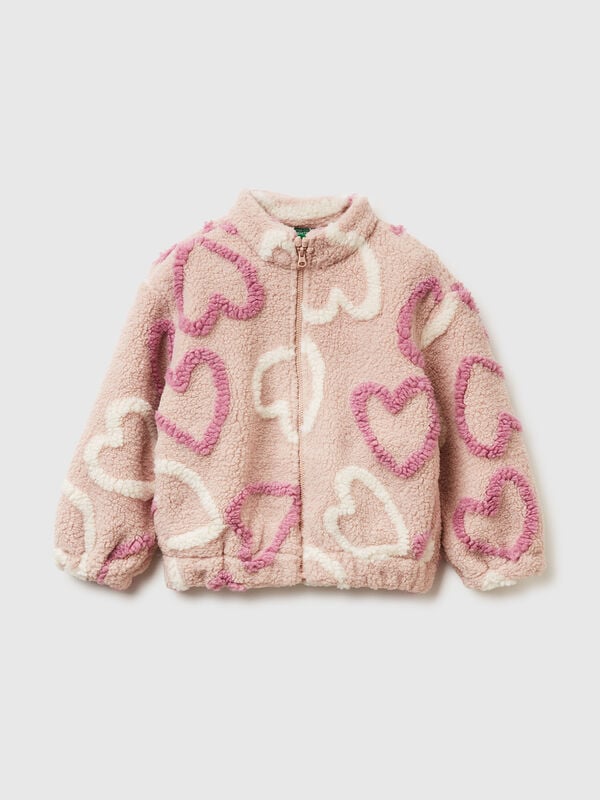Sweatshirt mit Herz aus Kunstpelz Mädchen