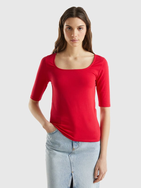 Eng anliegendes T-Shirt aus Stretch-Baumwolle Damen