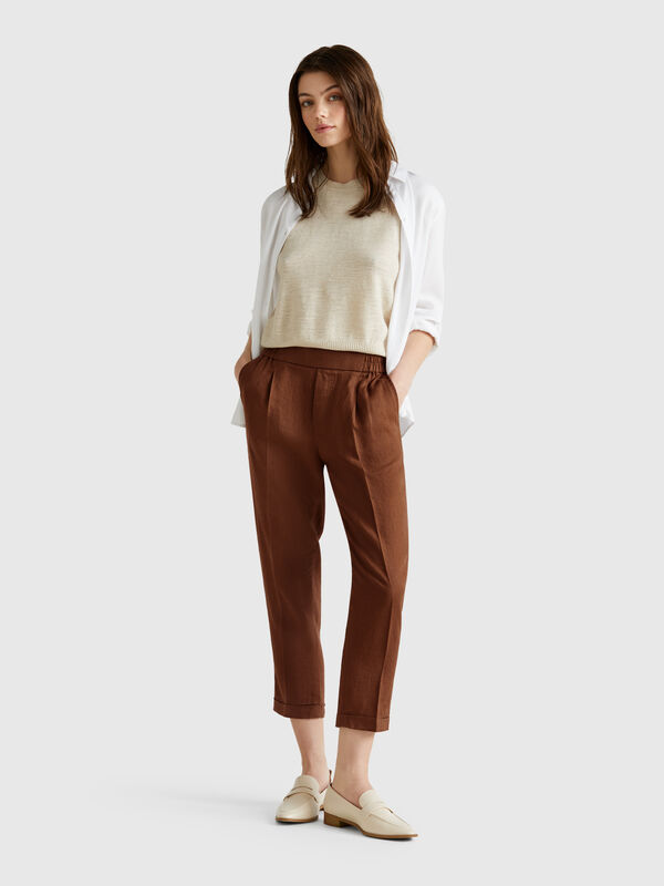 Kurze Hose aus 100 % Leinen Damen