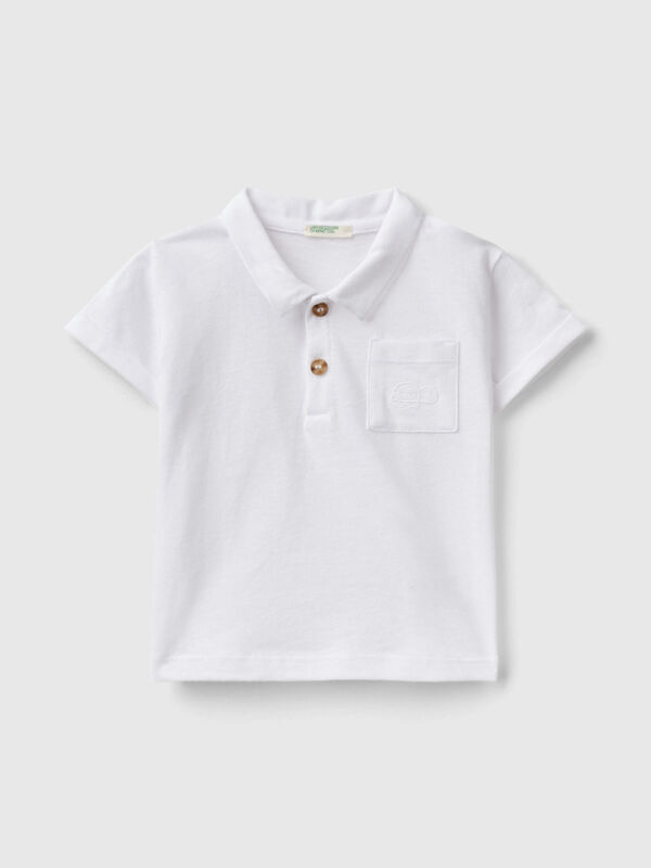 Polo in linen blend New Born (0-18 months)