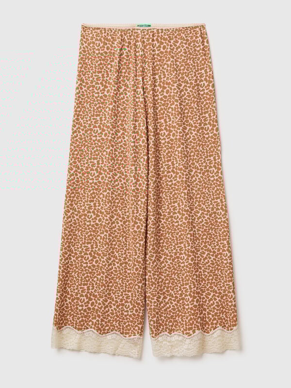 Hose mit Animalprint und Spitze Damen