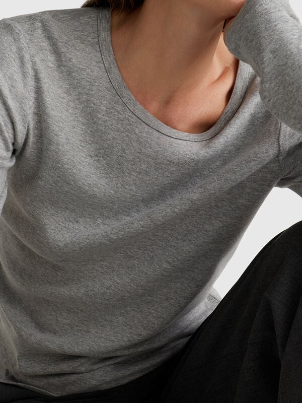 T-shirt à manches longues 100 % coton Femme