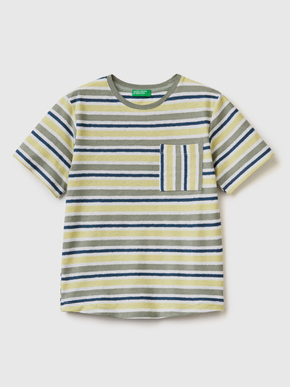 Striped t-shirt in linen blend