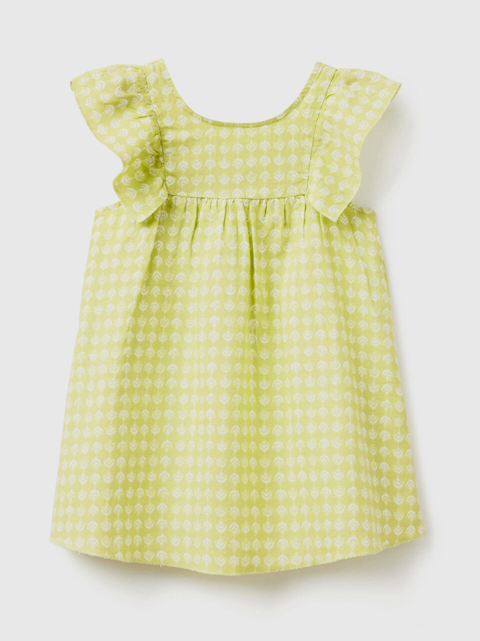 Patterned dress in linen blend
