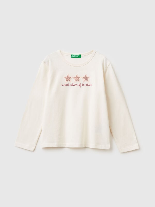 T-shirt with print and sequins Junior Girl