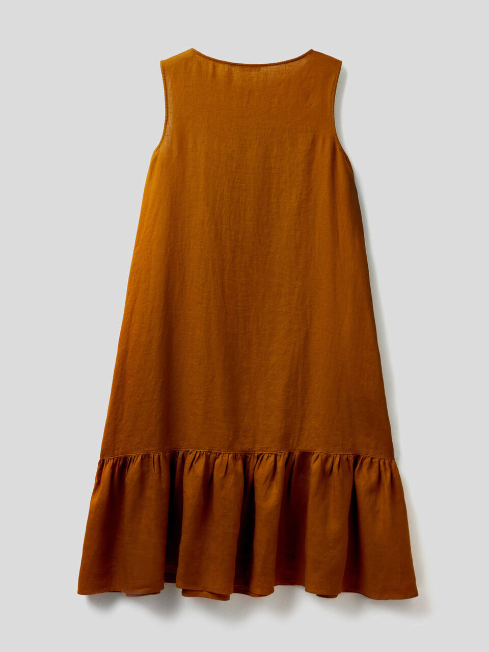 Midi-Kleid aus reinem Leinen mit Rüsche image number 2