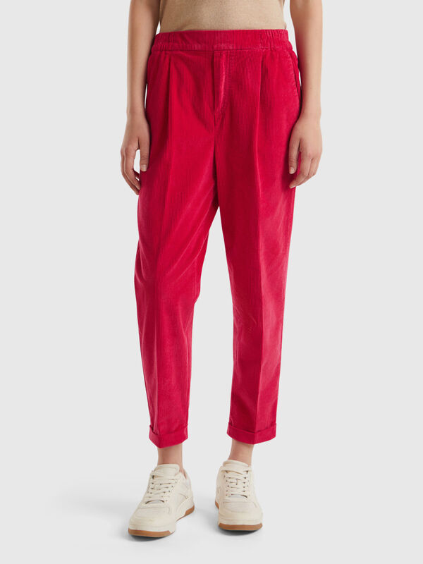 Chinos in velvet with stretch waist Women