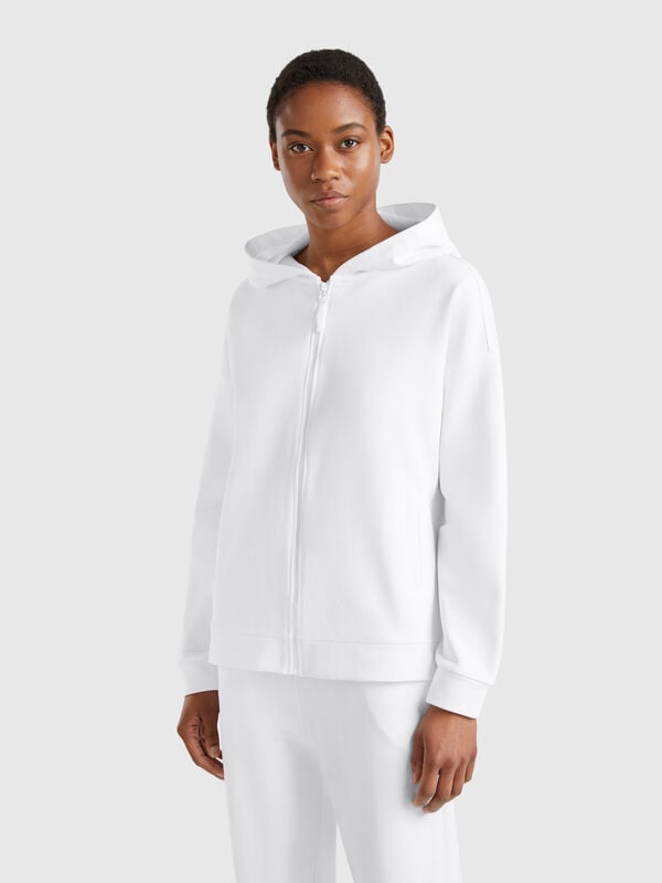 Sweat 100% coton avec zip et capuche Femme