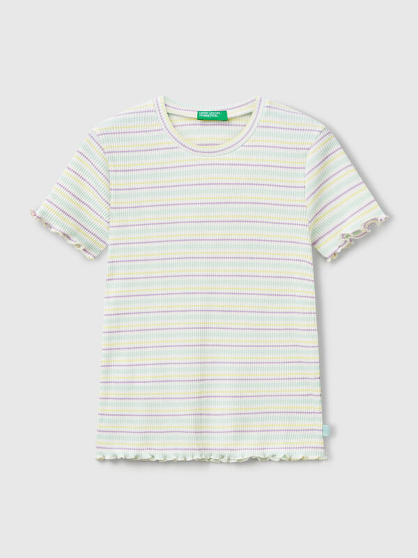 Gestreiftes T-Shirt aus Stretch-Baumwolle Mädchen