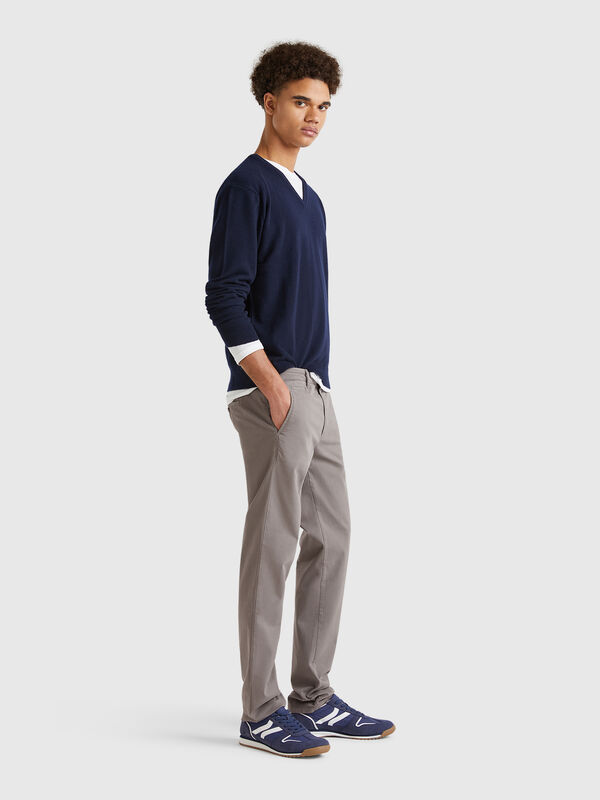 Mouse gray slim fit chinos Men