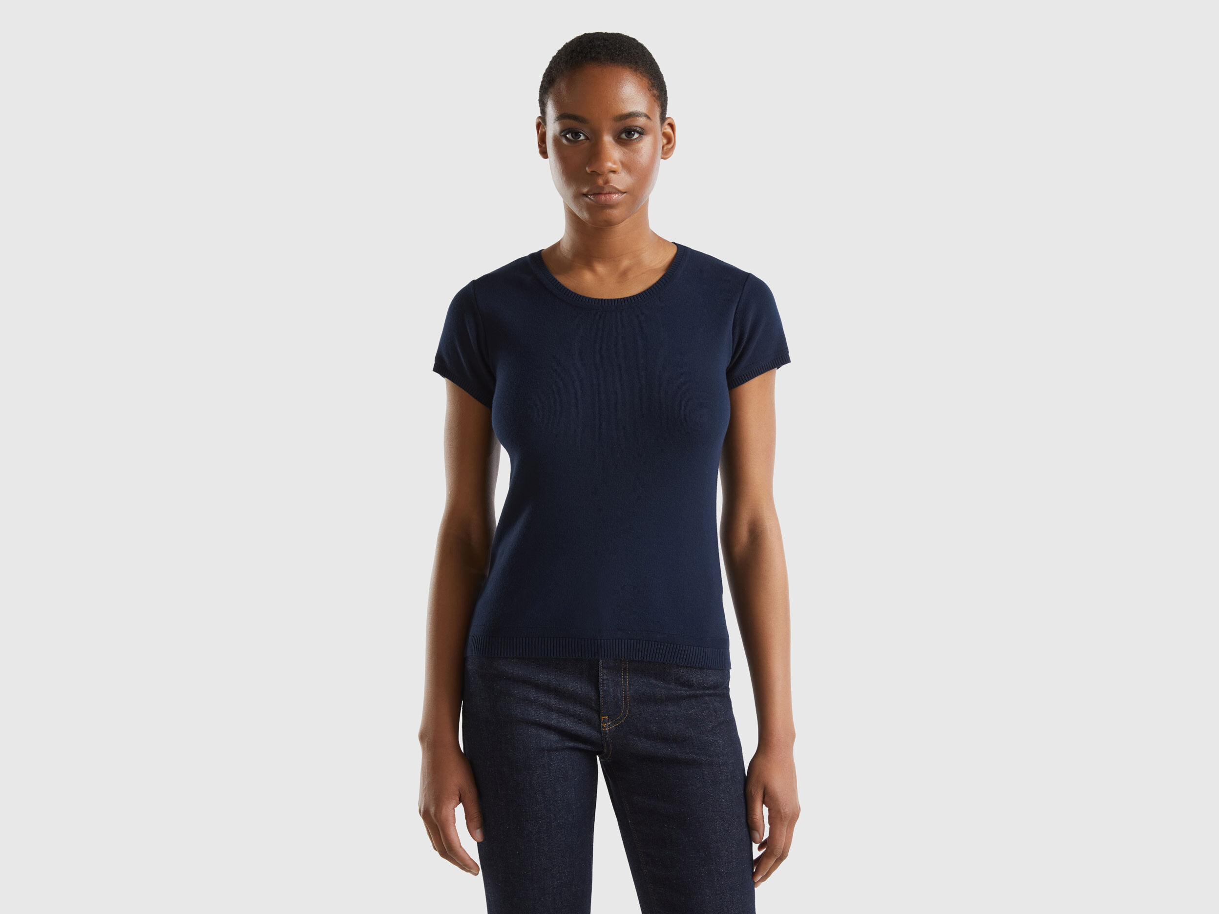 Women s Short Sleeve Tricot Cotton Sweaters 2024 Benetton
