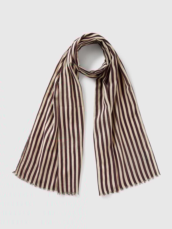 Écharpe à motif en lin mélangé Femme