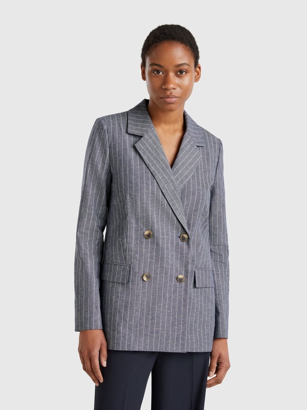 Blazer croisé à fines rayures Femme