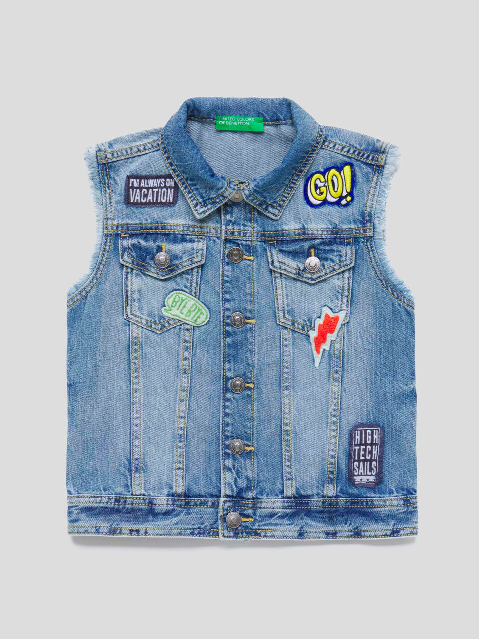 Denim vest with patch image number 1