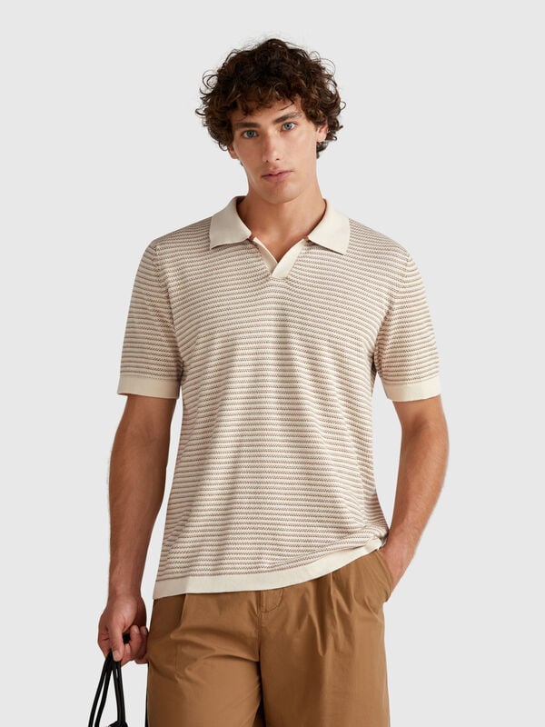 Melange-Poloshirt aus reiner Baumwolle Herren