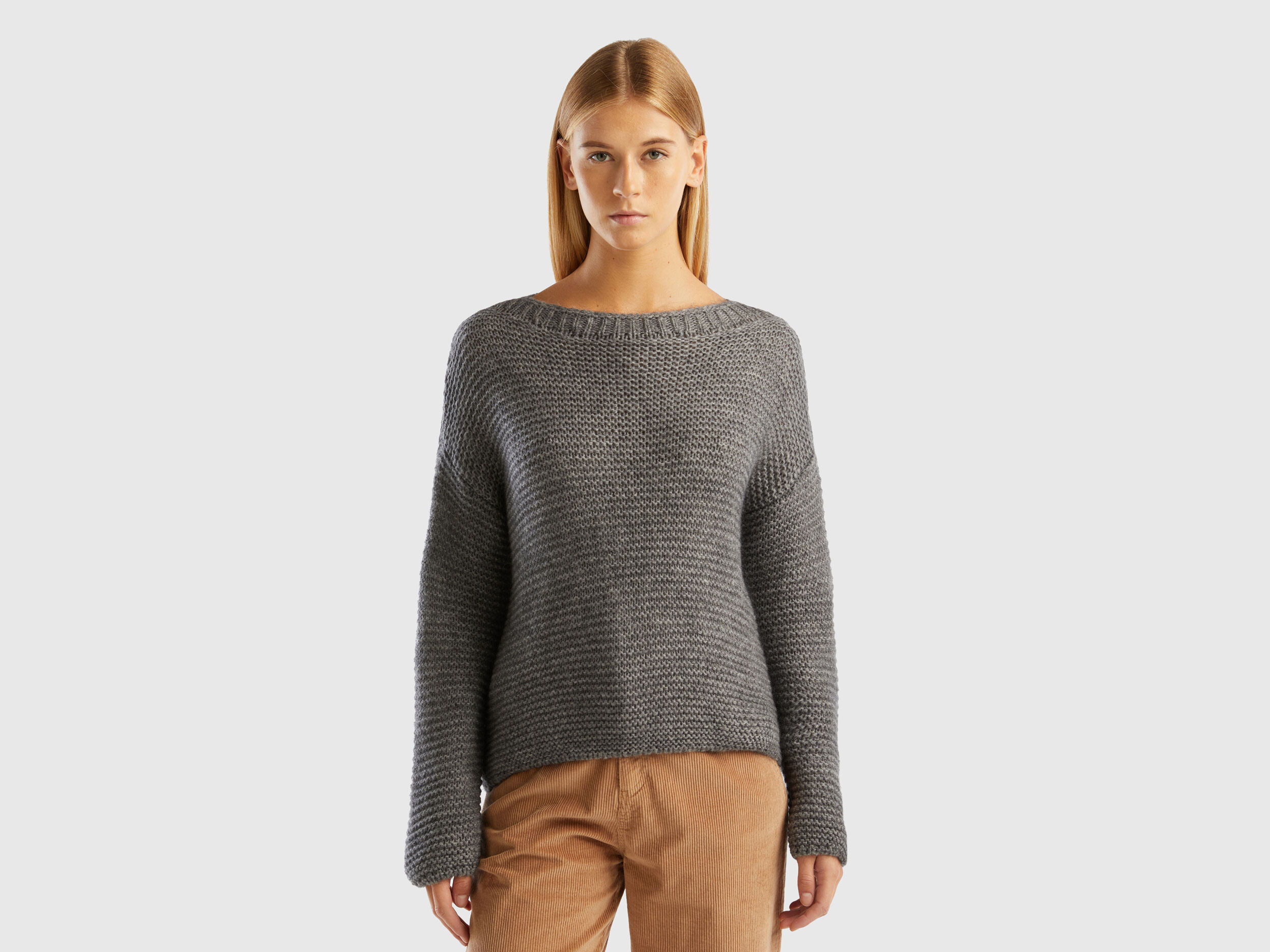 Grey boat shop neck sweater