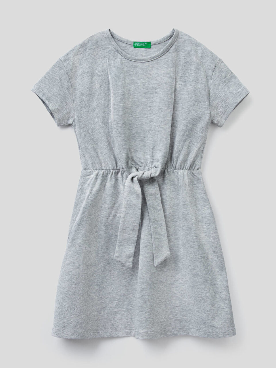 Dress in stretch cotton with bow image number 1