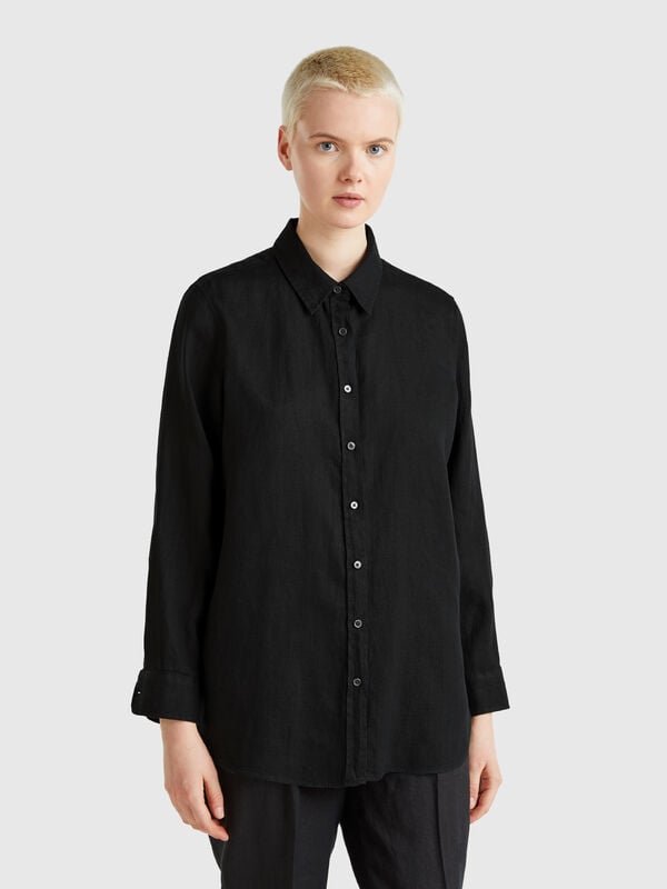 Long shirt in pure linen Women
