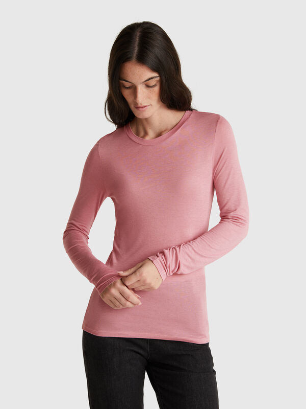 T-Shirt aus Viskose-Kaschmir-Mix Damen