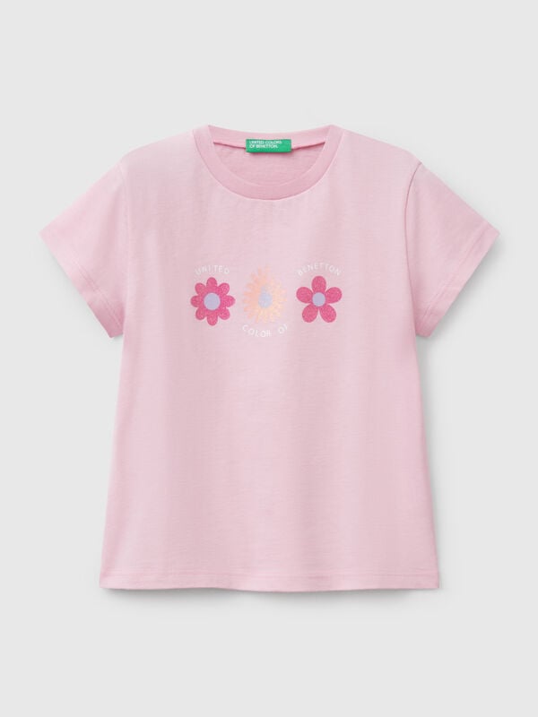 T-Shirt mit Glitzerdruck Mädchen