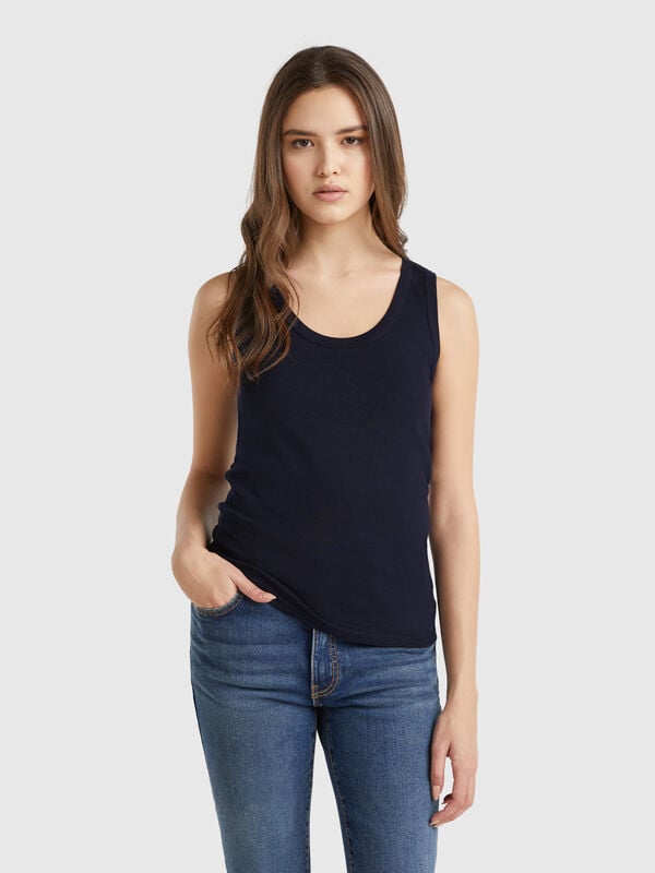Mitternachtsblaues Tanktop aus reiner Baumwolle Damen