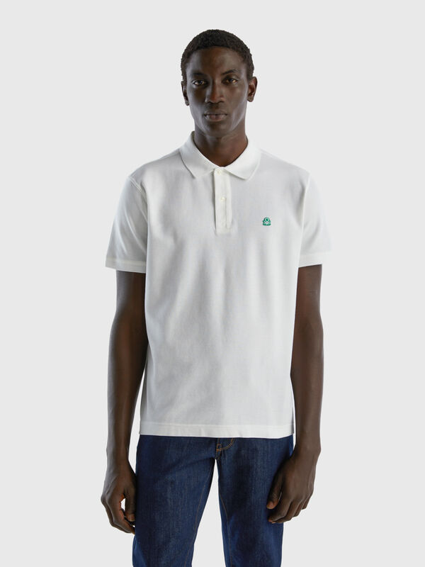 Polo blanc coupe droite Homme