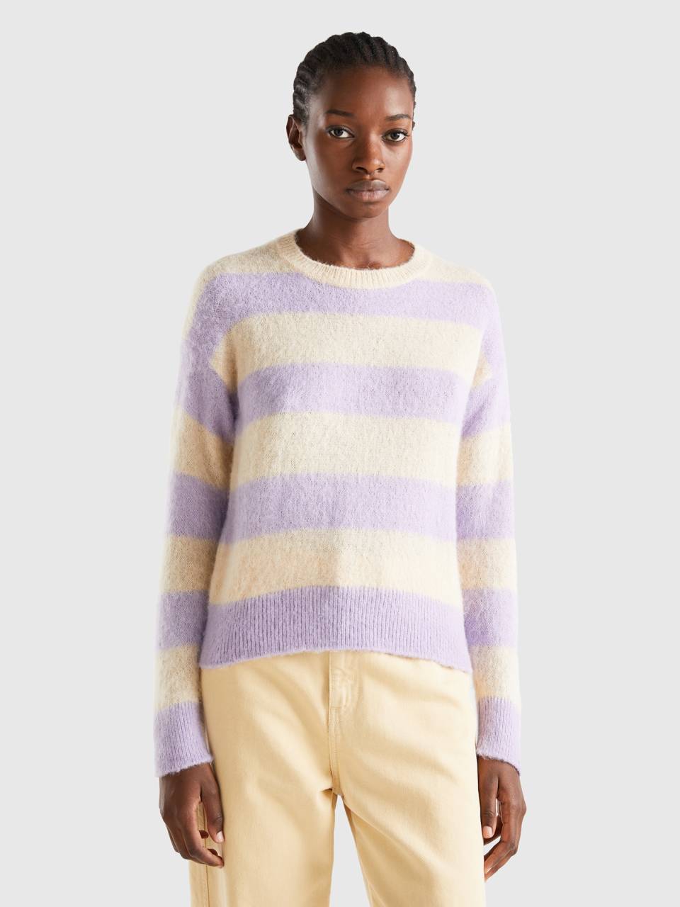 Purple and sale white striped sweater