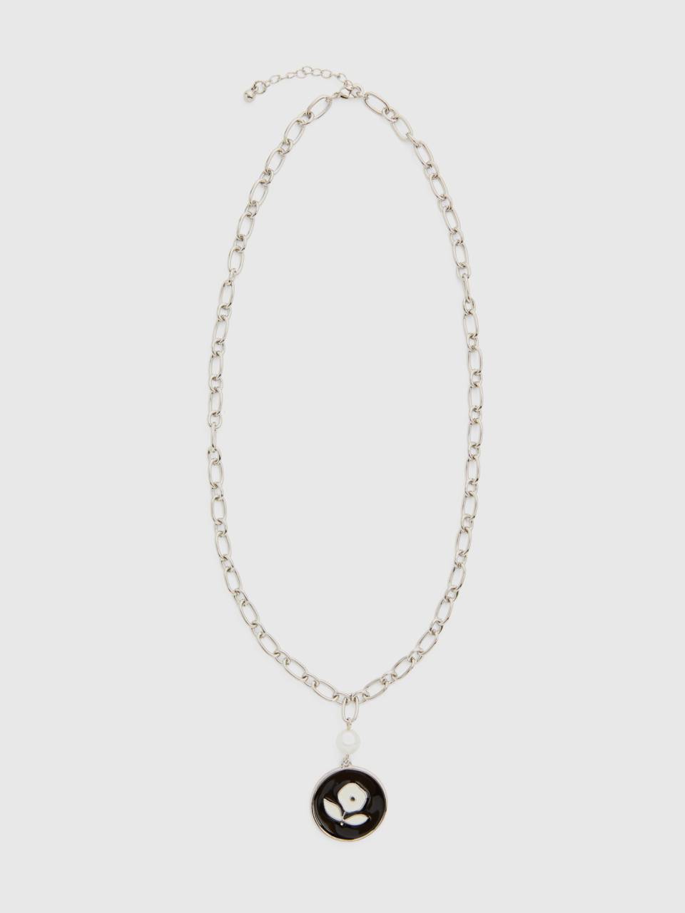 Black and white pendant necklace sale