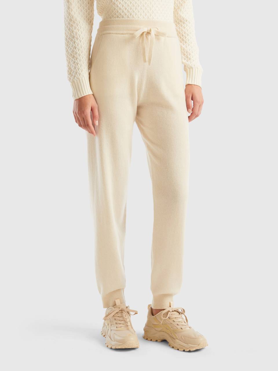 Pure cashmere joggers Creamy White Benetton